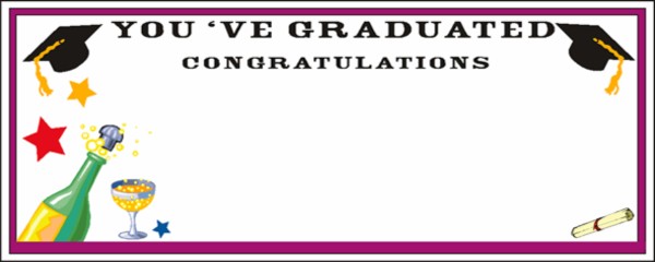You've Graduated Mortar Board, Champagne Bottle and Balloons Personalised Banner