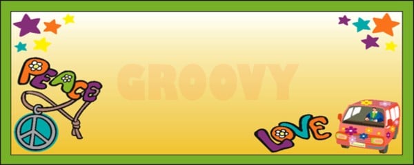 Groovy Peace Medallion and Love Bus Retro Green Border Medium Personalised Banner - 6ft x 2.25ft