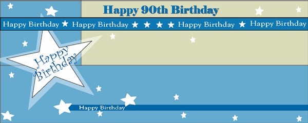 Happy 90th Birthday Shimmer Medium Personalised Banner - 6ft x 2.25ft