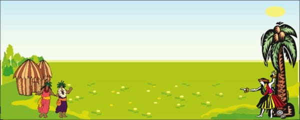 Tropical Palm Tree and Hut with Green Background Small Personalised Banner - 4ft x 2ft