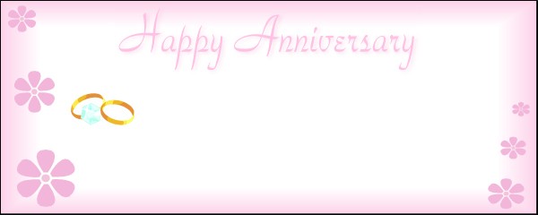 Happy Anniversary Gold Rings and Flowers Personalised Banner