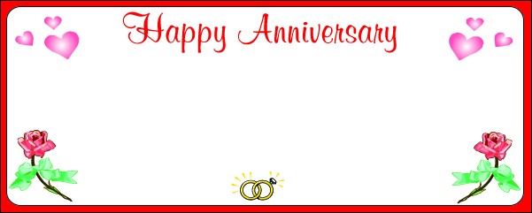 Happy Anniversary Heart With Flowers and Rings Personalised Banner