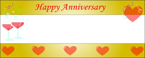 Happy Anniversary Gold Heart and Martini Personalised Banner