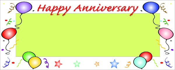 Happy Anniversary Balloons With Stars and Confetti Green Personalised Banner