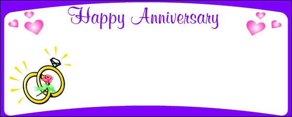Happy Anniversary  Purple Border and Hearts Personalised Banner