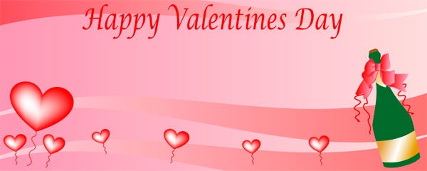 Happy Valentine Day Heart and Champagne Personalised Banner