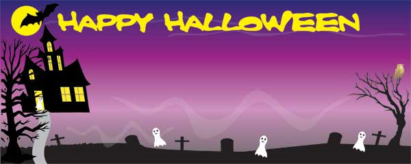 Happy Halloween Ghost Town Theme Party Design Small Personalised Banner - 4ft x 2ft