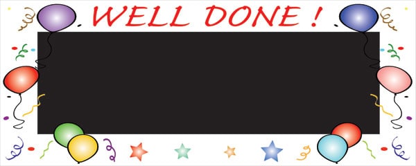 Well Done Black Small Personalised Banner - 4ft x 2ft