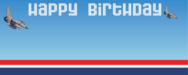 Fighter Pilot Happy Birthday Design Medium Personalised banner - 6ft x 2.25ft