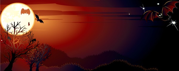 Halloween Haunted Hills & Bats Design