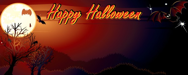 Happy Halloween Haunted Hills & Bats Design