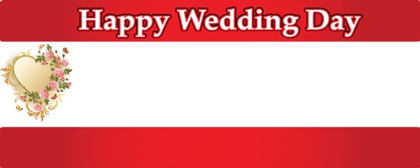 Happy Wedding Day Hearts and Flowers Design