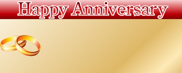 Happy Anniversary Red Banner Gold Rings Design