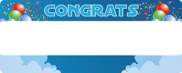 Congratulations Clouds and Balloons Design