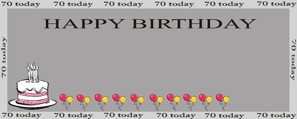 Happy 70th Grey Balloons and Birthday Cake Design