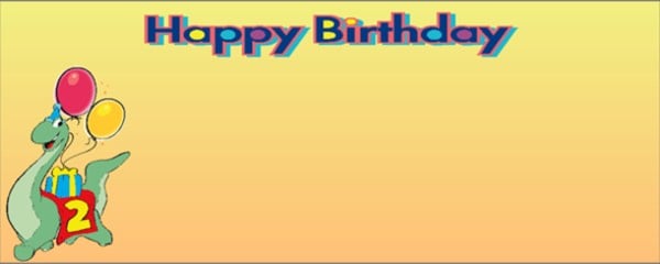 Happy 2nd Birthday Dinosaur and Balloons 