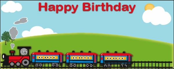 Happy Birthday Blue and Red Train