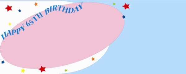 Happy 65th Birthday Pink and Baby Blue Disc Design