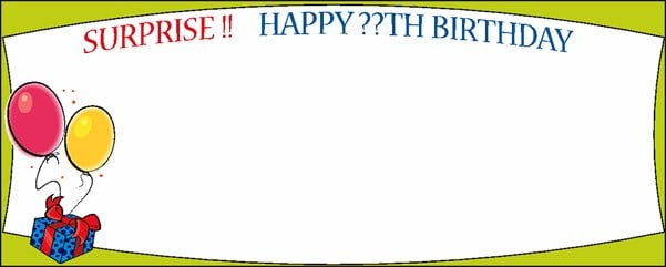 Happy ??th Birthday Surprise Green Border Balloons and Gifts Personalised Banner