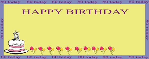 80 Today Beige Cake and Balloons Personalised Banner