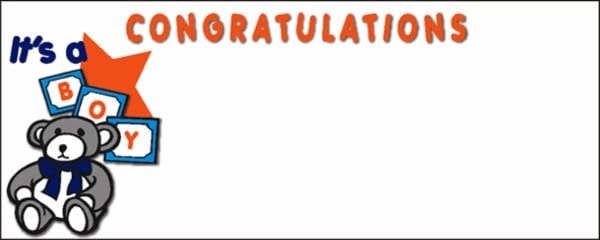 Congratulations Its a Boy Teddy Bear Personalised Banner