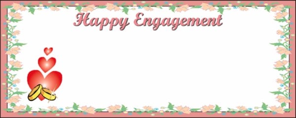 Happy Engagement Grey Border Heart and Ring Personalised Banner