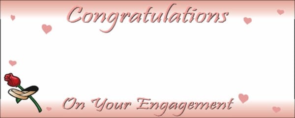 Congratulations On Your Engagament Hearts and Rose Pink and White Personalised Banner