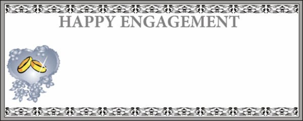 Happy Engagement Grey Border Heart and Ring Personalised Banner