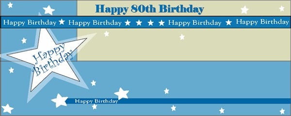 Happy 80th Birthday Shimmer Personalised Banner