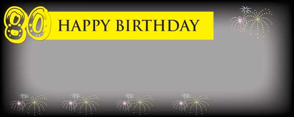 Happy 80th Birthday Black and Yellow Personalised Banner