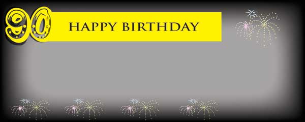 Happy 90th Birthday Black and Yellow Personalised Banner