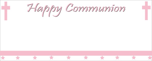 Happy Communion Pink Cross Sign and Stars