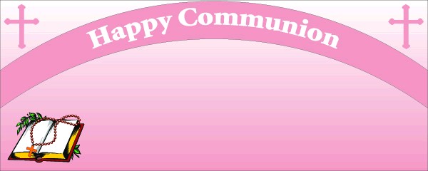 Happy Communion Pink Cross Sign and Book