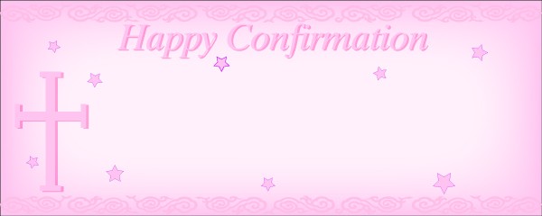 Happy Confirmation Designed Border With Pink Stars and Cross Personalised Banner