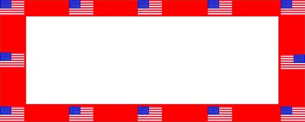 USA Flags On Red Border