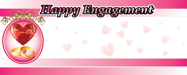 Happy Engagement Hearts and Rings Design - Personalised Banner