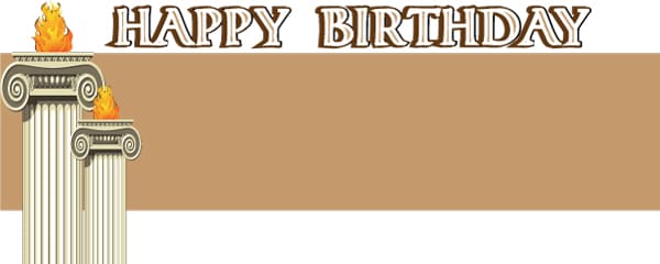 Happy Birthday Pillar and Flames Design