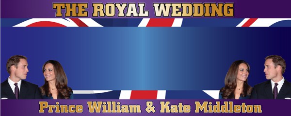 Royal Wedding Couple and Union Jack Design Medium Personalised Banner - 6ft x 2.25ft