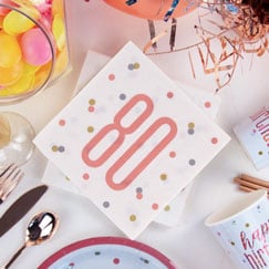 Rose Gold Glitz 80th Birthday Party Supplies