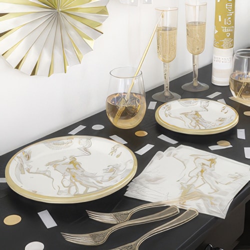 Gold Foil Marble Party Supplies