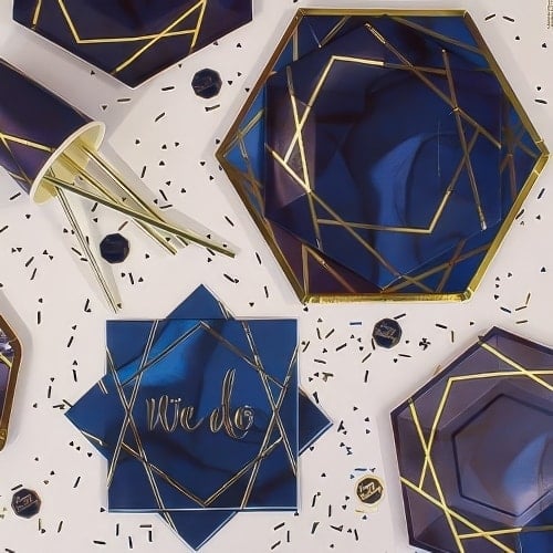 Navy & Gold Geode Wedding Party Supplies