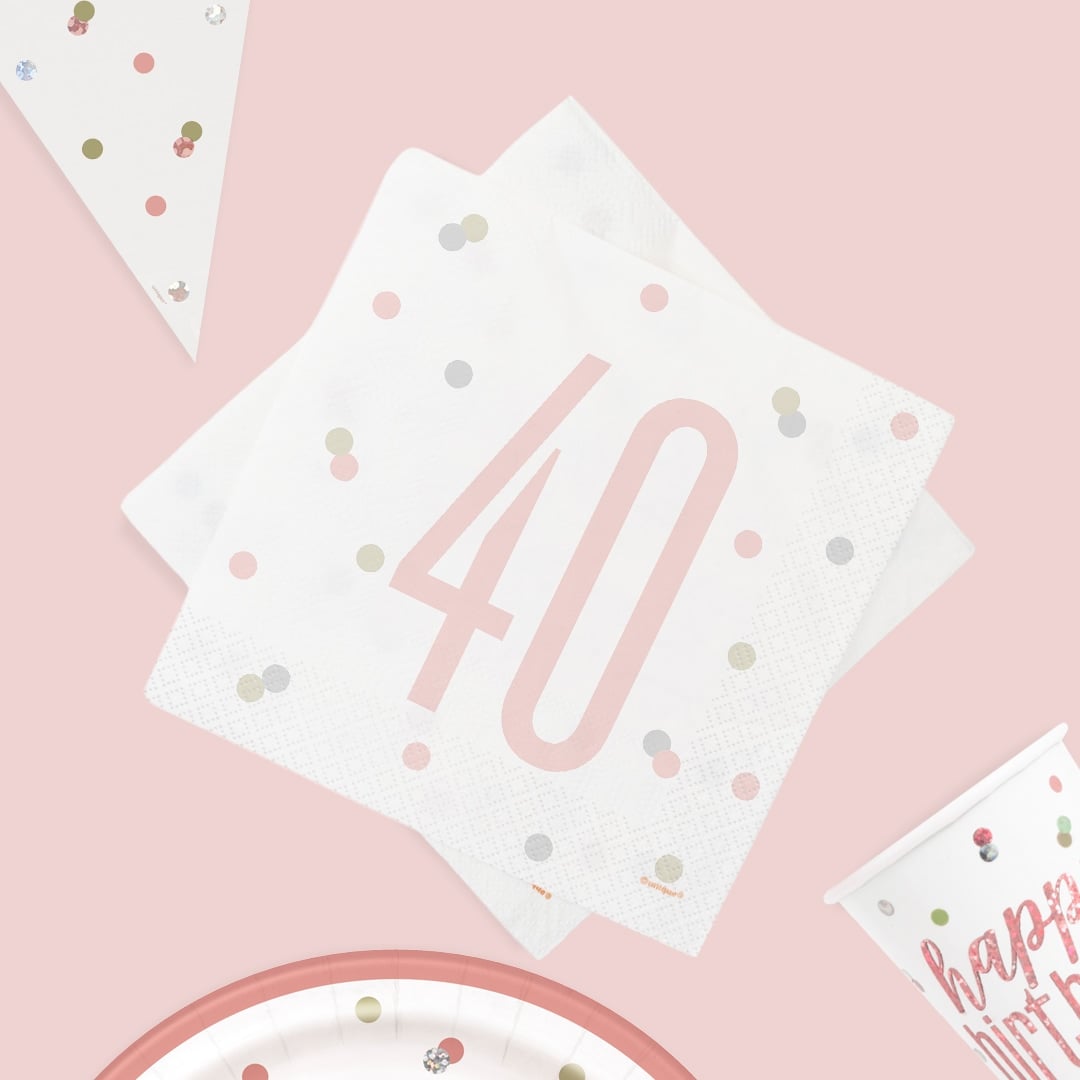 Rose Gold Glitz 40th Birthday Party Supplies