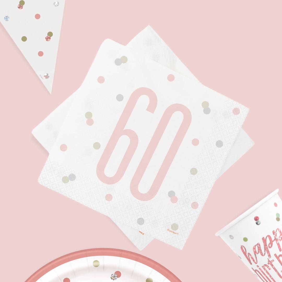 Rose Gold Glitz 60th Birthday Party Supplies