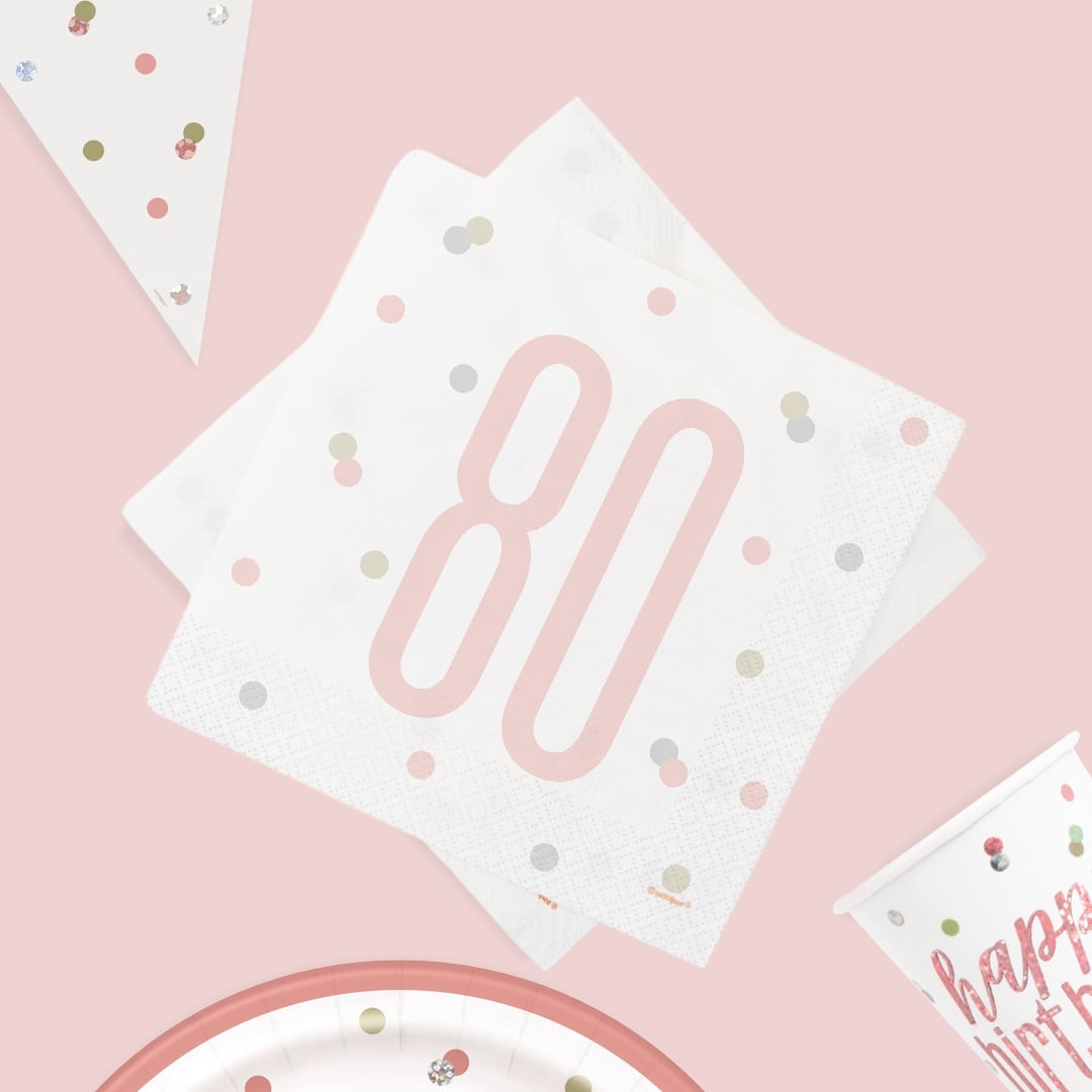 Rose Gold Glitz 80th Birthday Party Supplies