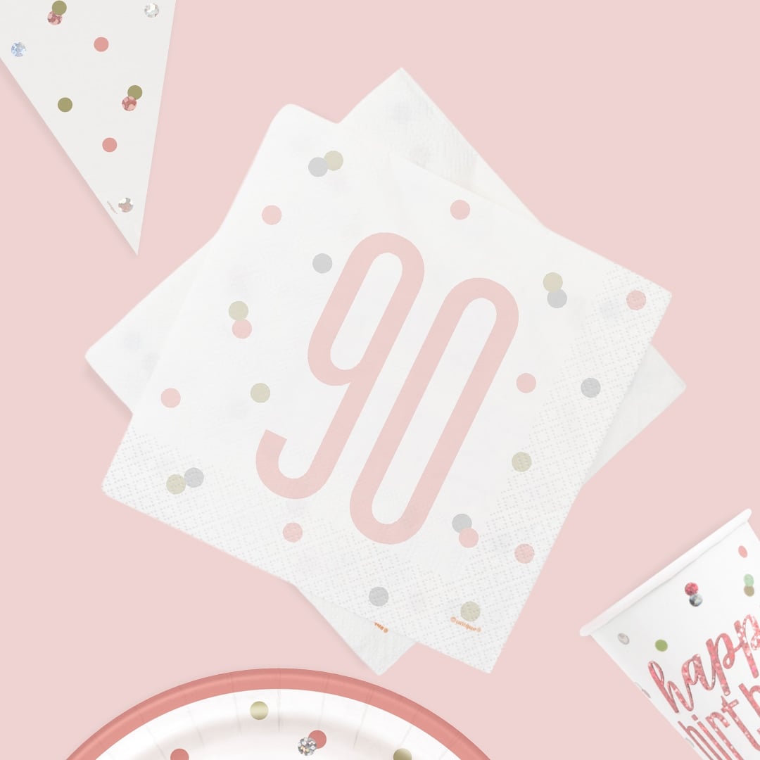 Rose Gold Glitz 90th Birthday Party Supplies