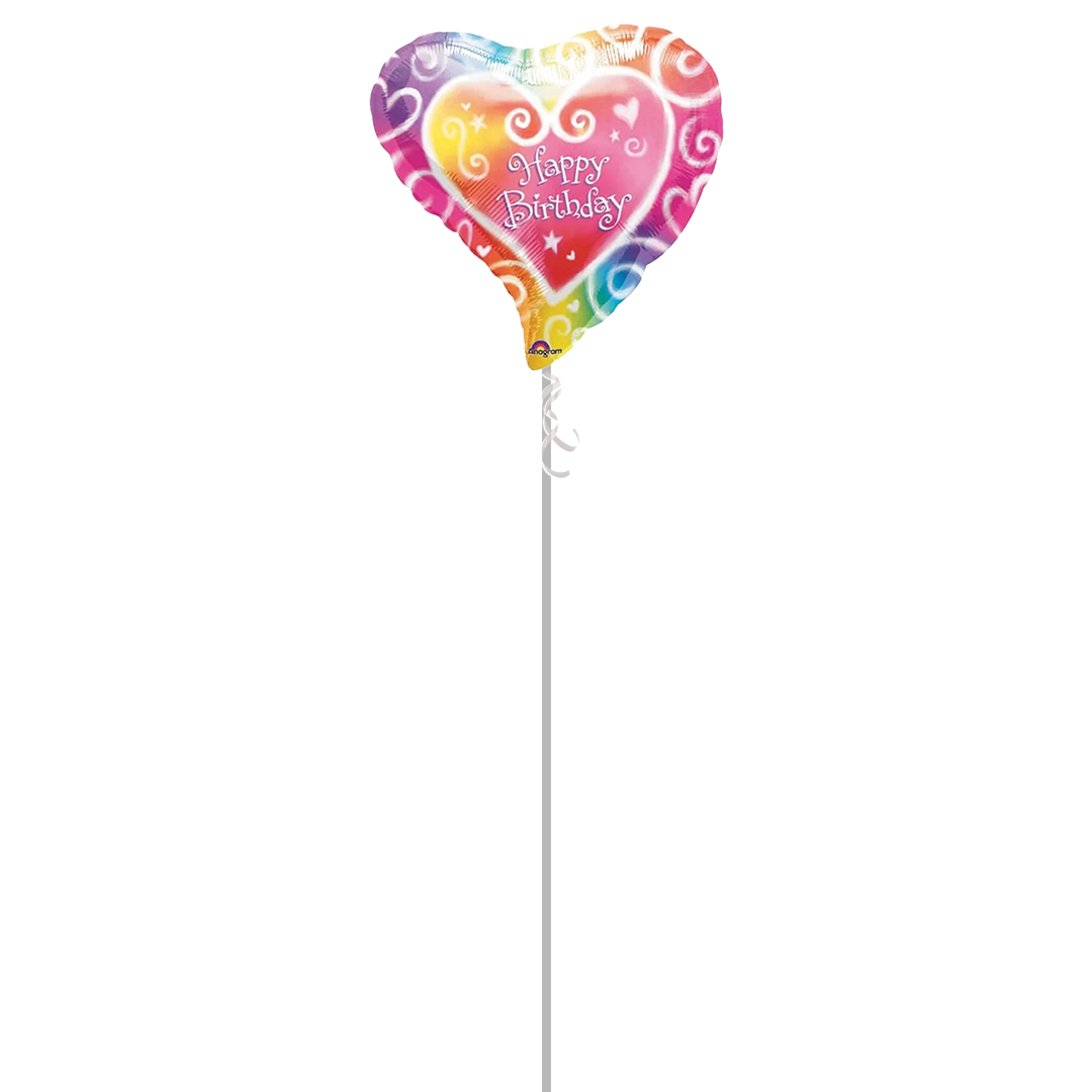 Happy Birthday Multi Coloured Heart Shape Foil Balloon - Inflated Balloon in a Box Product Gallery Image