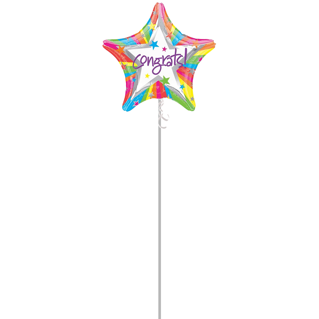 Congrats Star Foil Balloon - Inflated Balloon in a Box