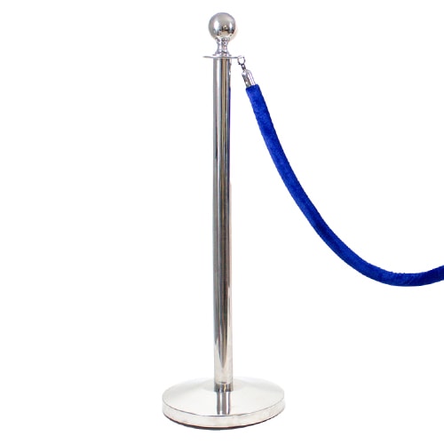 1 Prestige Chrome Pole With 1 Blue Velvet Rope Product Gallery Image