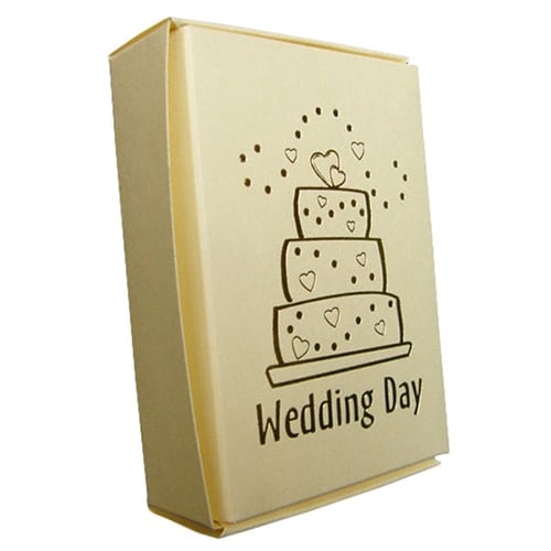 Ivory Cake Boxes with Wedding Cake Print in Gold - Pack of 10 Product Image