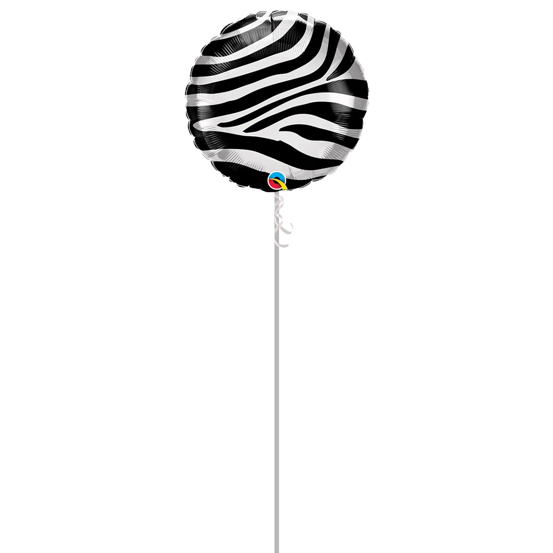 Zebra Stripes Pattern Foil Helium Qualatex Balloon - Inflated Balloon in a Box Product Gallery Image